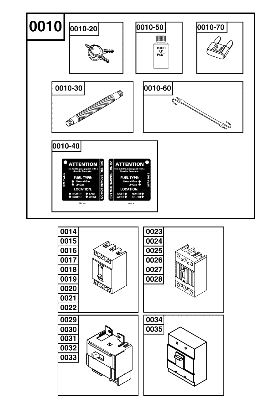 Circuit Breaker And Accessories Group Diagram and Parts List for 076138-00  Briggs and Stratton Generator